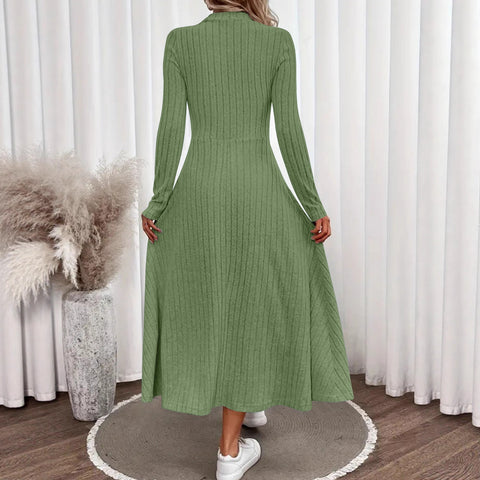 Ribbed Mock Neck Midi Dress