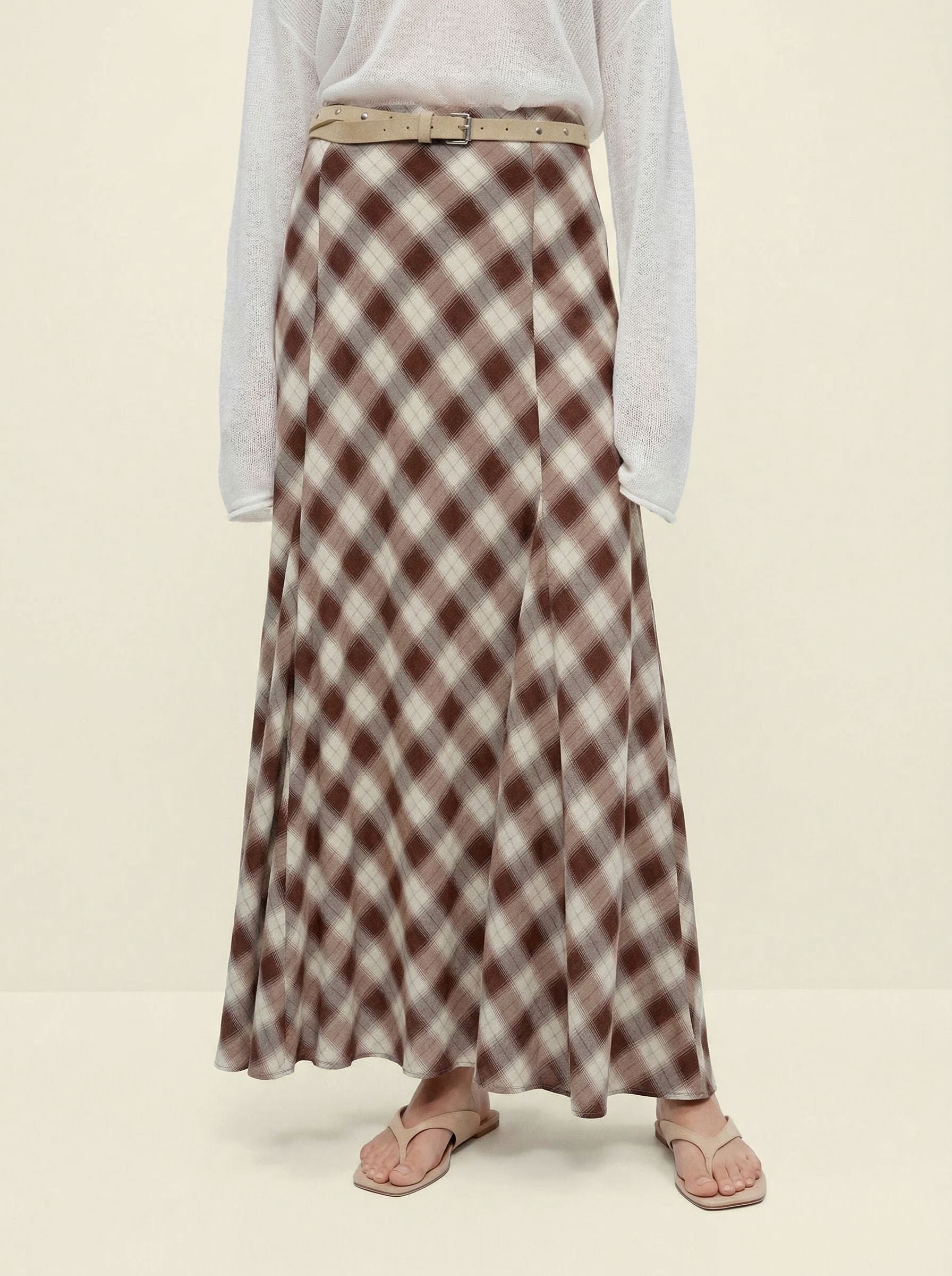 Checked Mermaid Maxi Skirt
