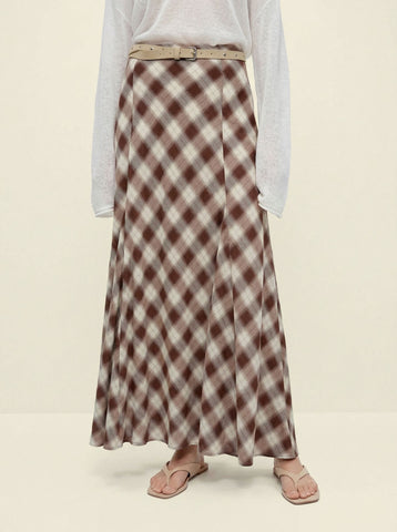 Checked Mermaid Maxi Skirt