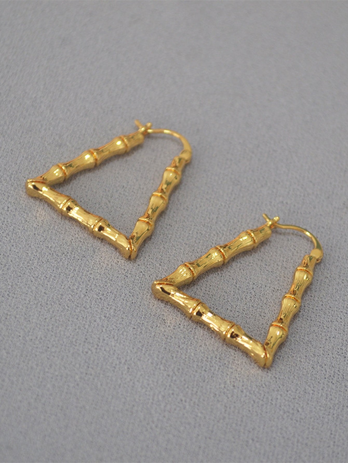 Gold Textured Bamboo Hoop Earrings