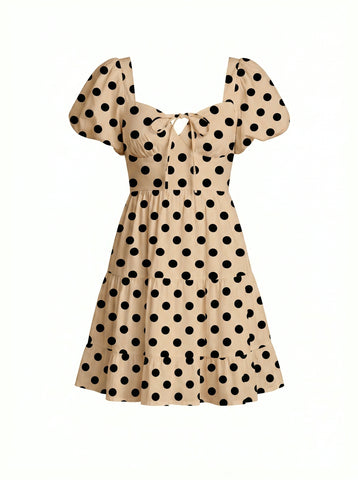 AYLA Floral Print Puff Sleeve Tiered Mini Dress