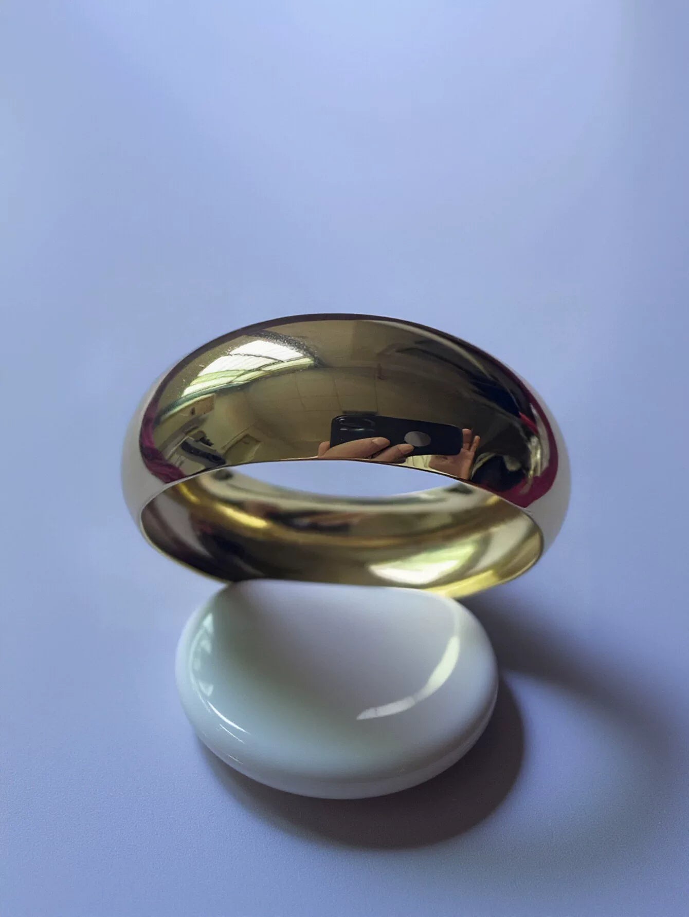 Minimalist Gold Plated Dome Bangle Bracelet