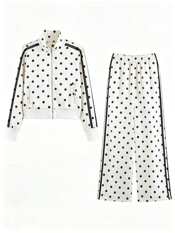 Polka Dot Casual Lounge Pants Set