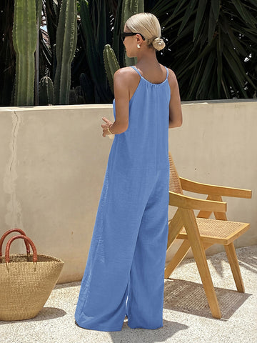 Tie Strap Wide Leg Jumpsuit