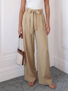 High Waisted Tie Front Trousers