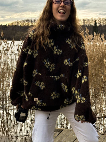 Cozy Floral Print Sherpa Pullover