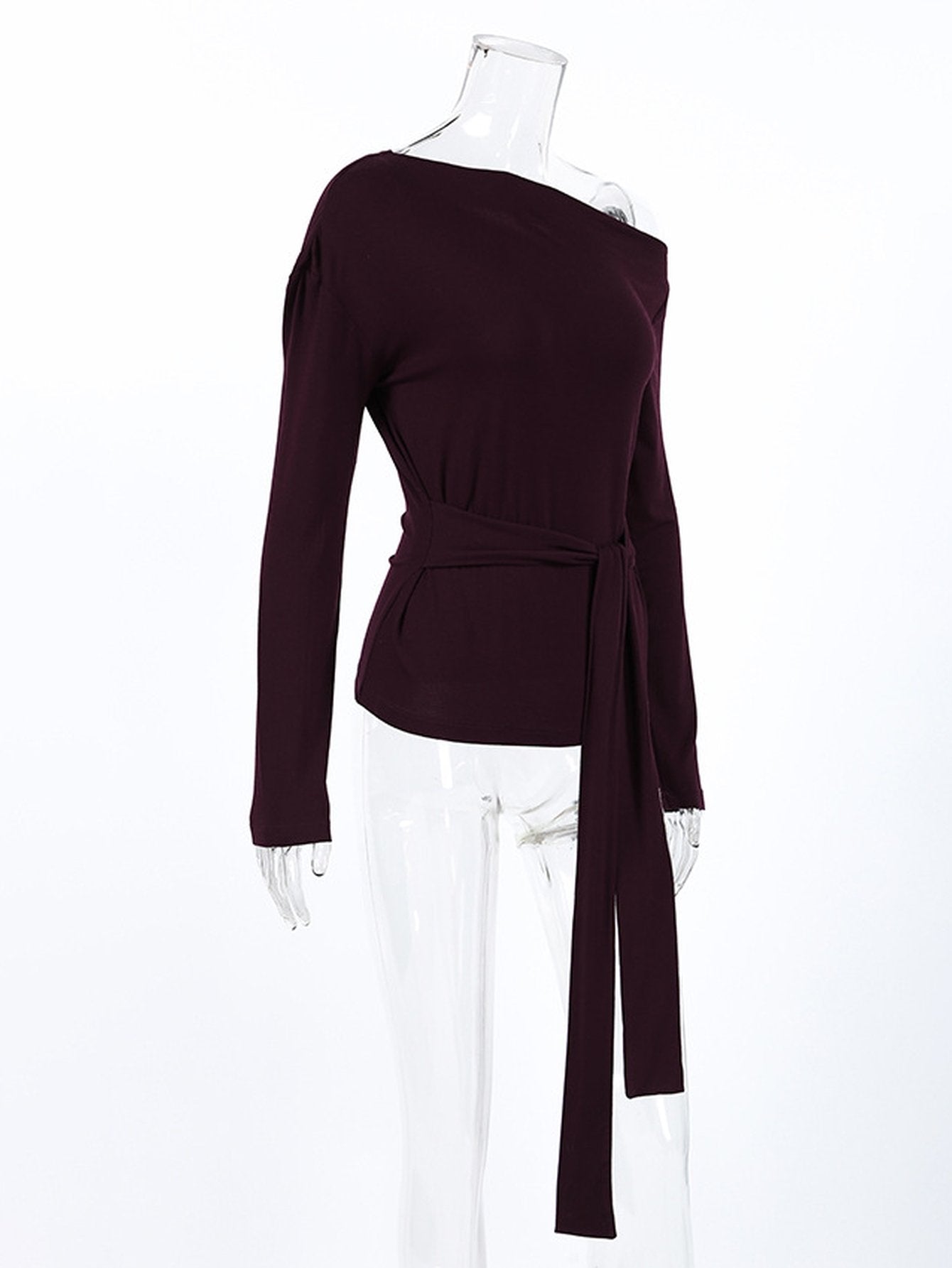 Elegant Off Shoulder Waist Tie T Shirt