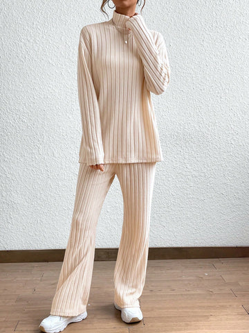 Cozy Ribbed Mock Neck Pants Set