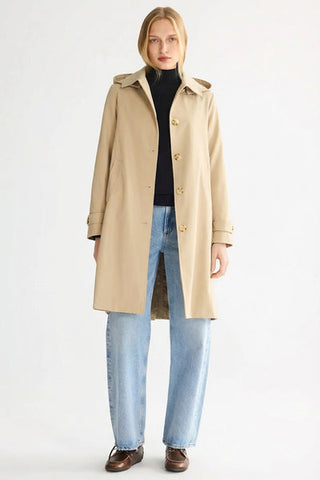 Classic Hooded Brown Trench Coat