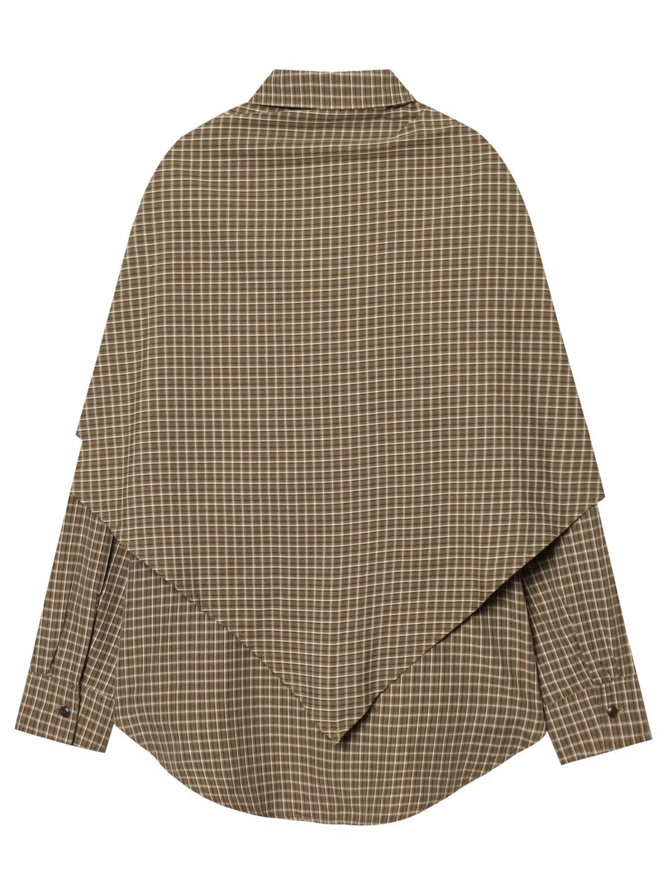 Draped Plaid Tie Front Button Shirt