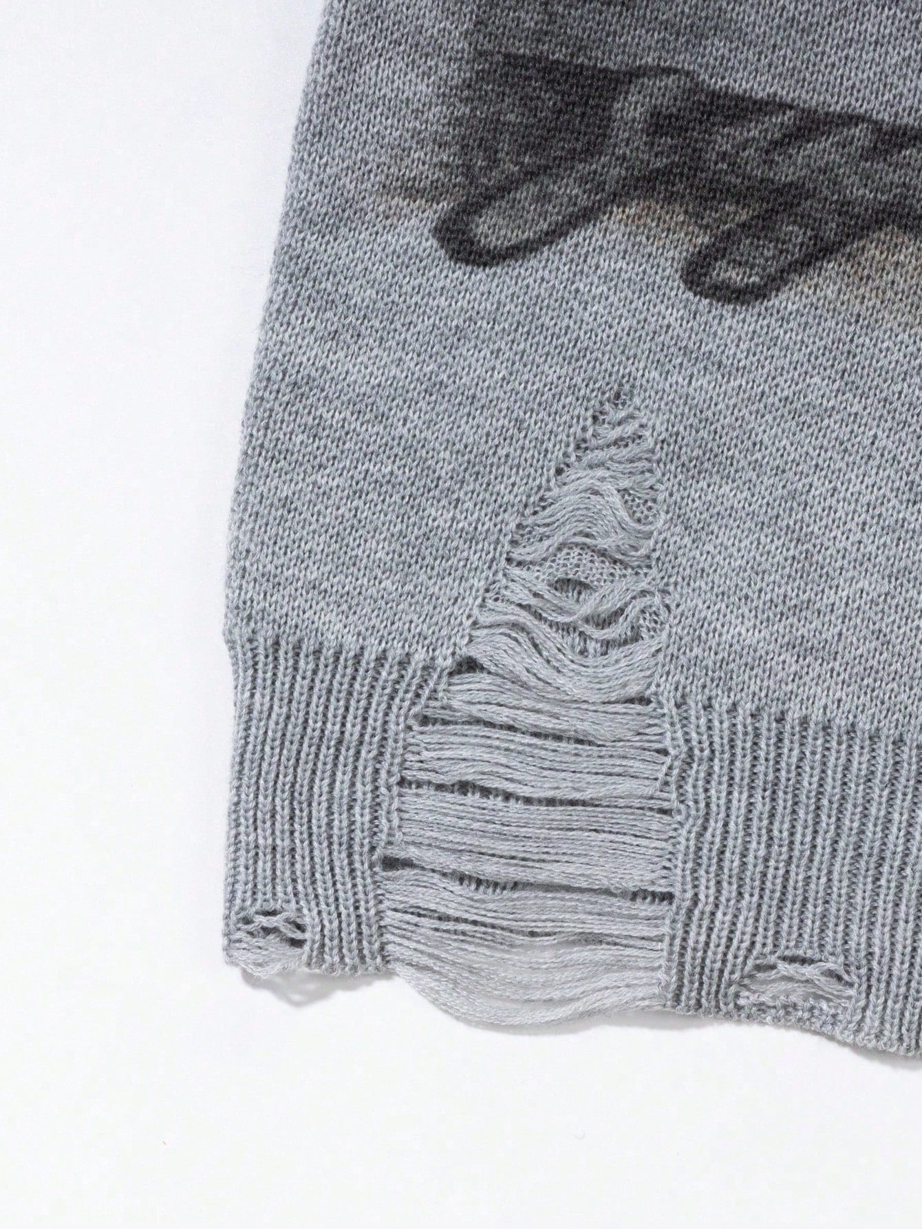 Distressed Graphic Oversized Knit Sweater