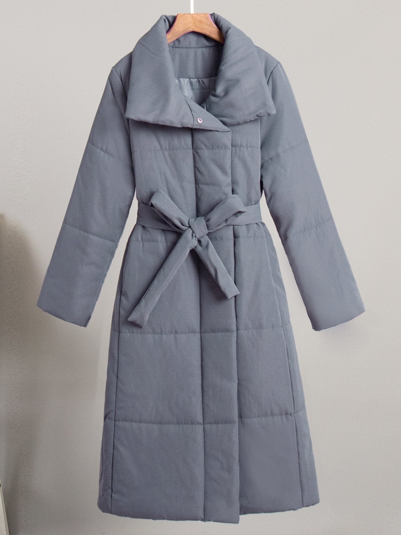 Elegant Belted Long Puffer Coat