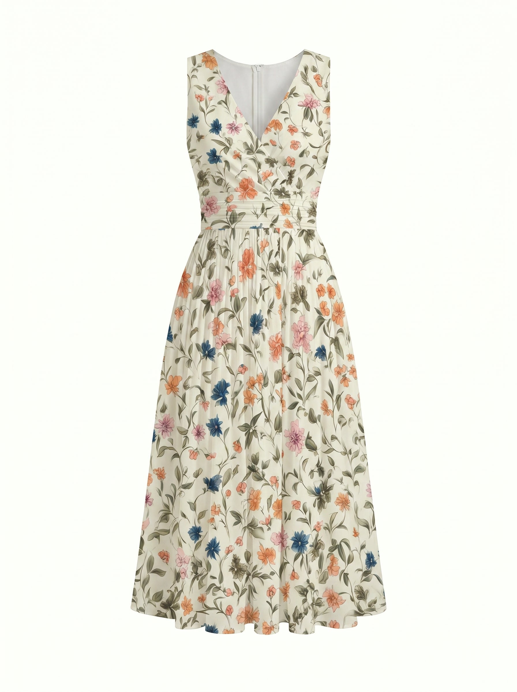 CORINNE
Floral Print V Neck A Line Midi Dress