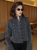 Vintage Military Inspired Denim Jacket