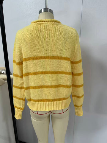 Cozy Striped Crewneck Knit Sweater