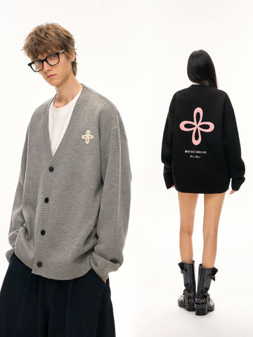 Oversized Graphic Unisex Knit Cardigan