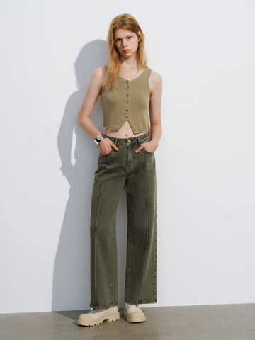 Urban Revivo Skinny Knitted Waistcoat-Yellow Brown