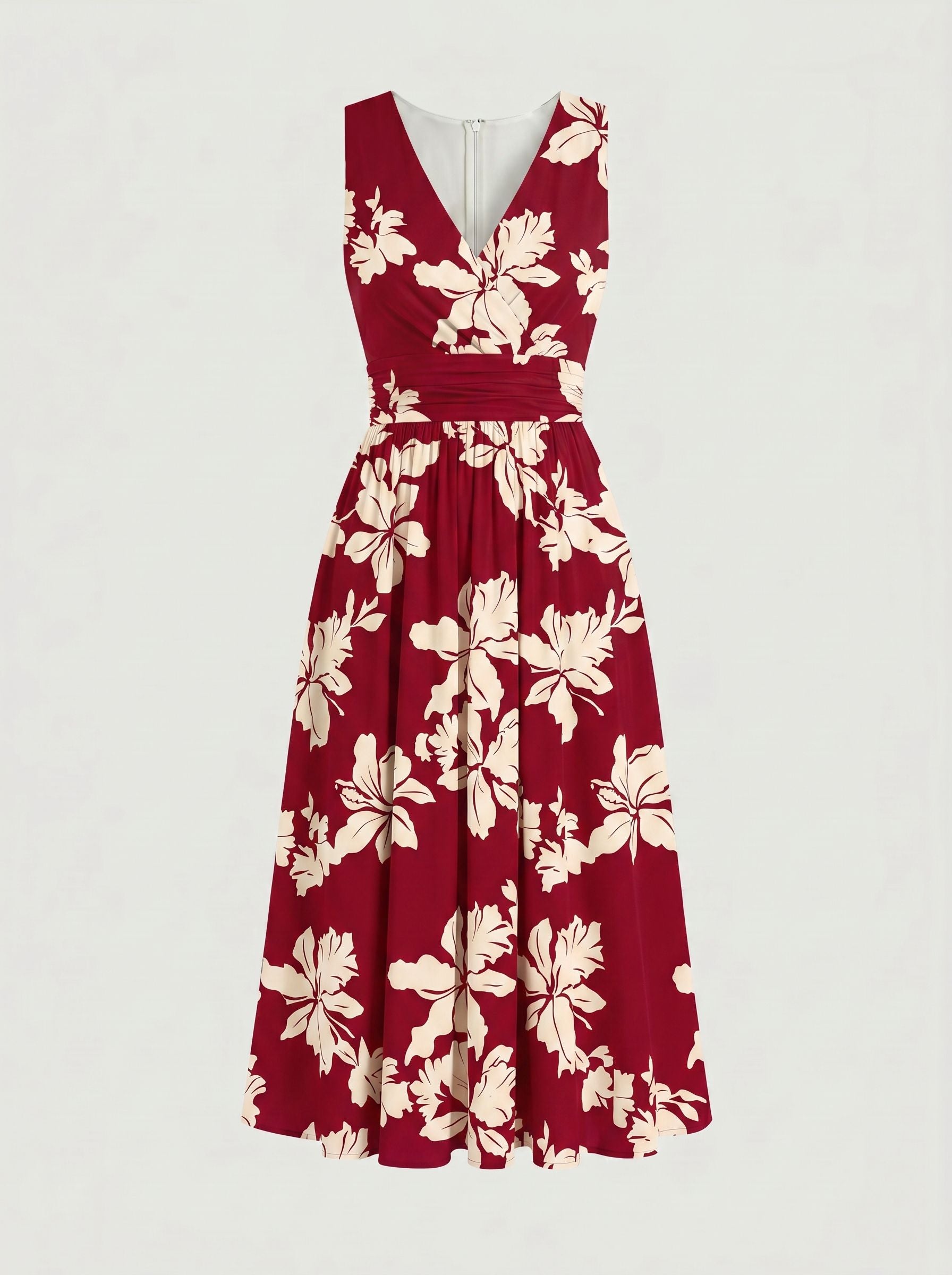 CORINNE
Floral Print V Neck A Line Midi Dress