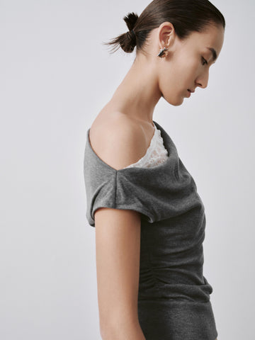 Urban Revivo One Shoulder Ruched T-Shirts