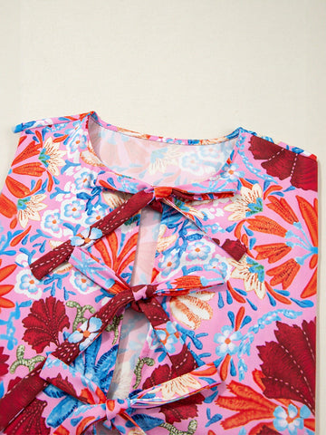 Tie Neck Pocket Detail Midi Dress