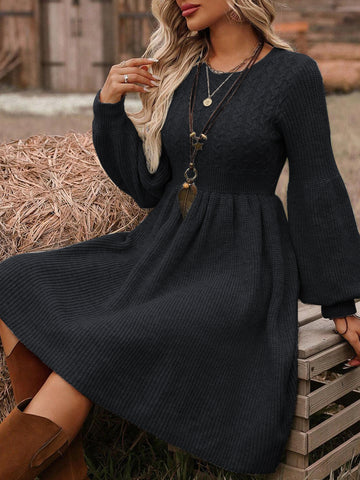 Cozy Cable Knit Sweater Dress