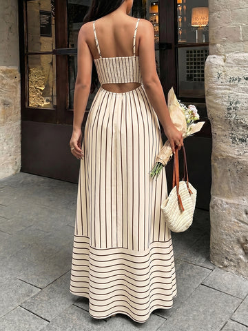 Striped Sleeveless Summer Maxi Dress