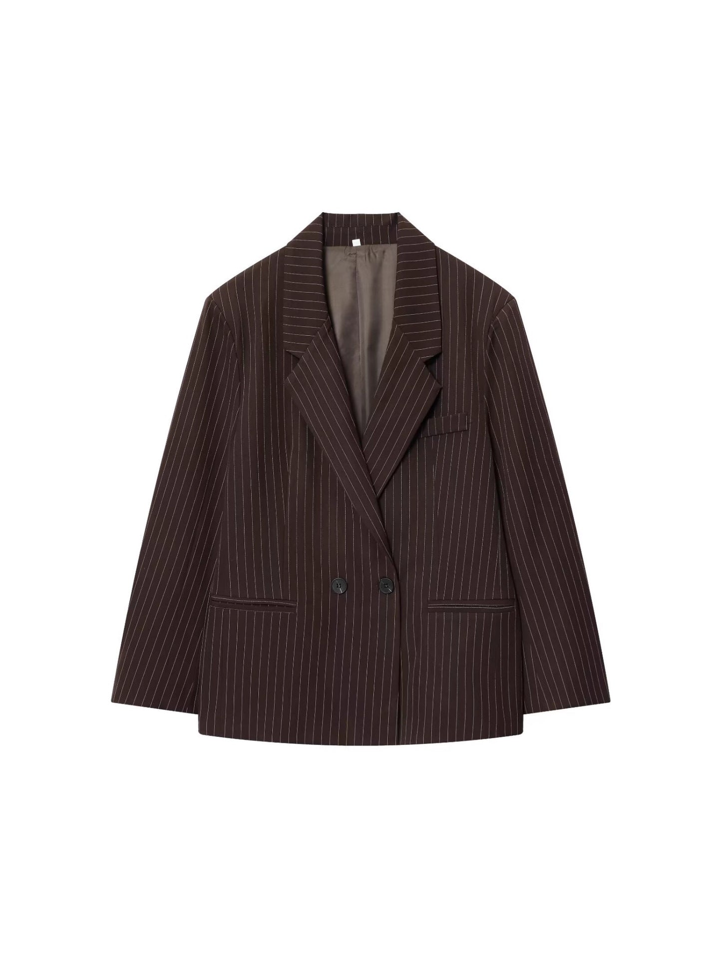 Oversized Pinstripe Double Breasted Blazer Jacket