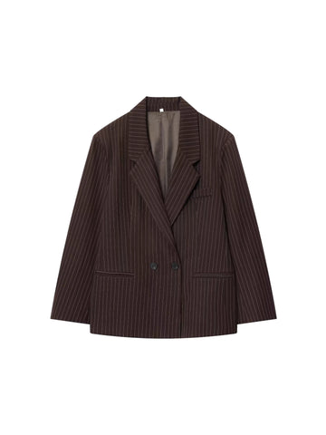 Oversized Pinstripe Double Breasted Blazer Jacket