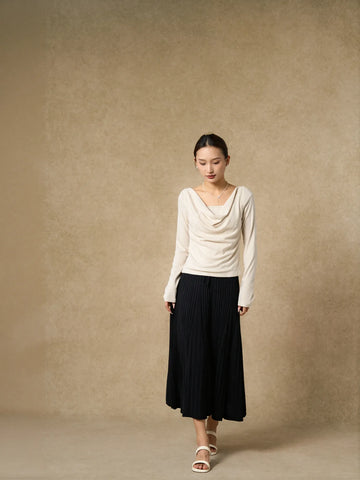 Elegant High Waisted Pleated Midi Skirt