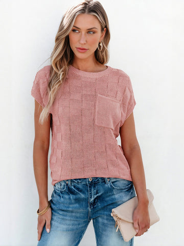 Textured Pocket Knit Pullover Sweater