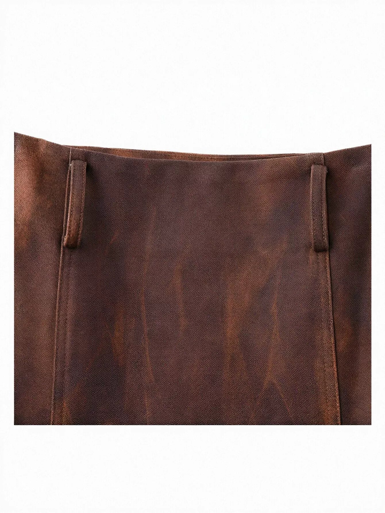 Faux Suede Distressed Midi Skirt