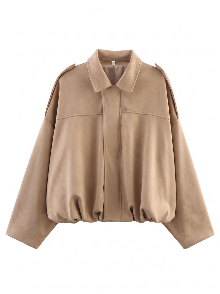 Oversized Suede Bubble Hem Jacket