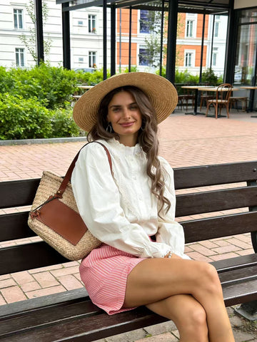 Lace Trim Puff Sleeve Button Shirt