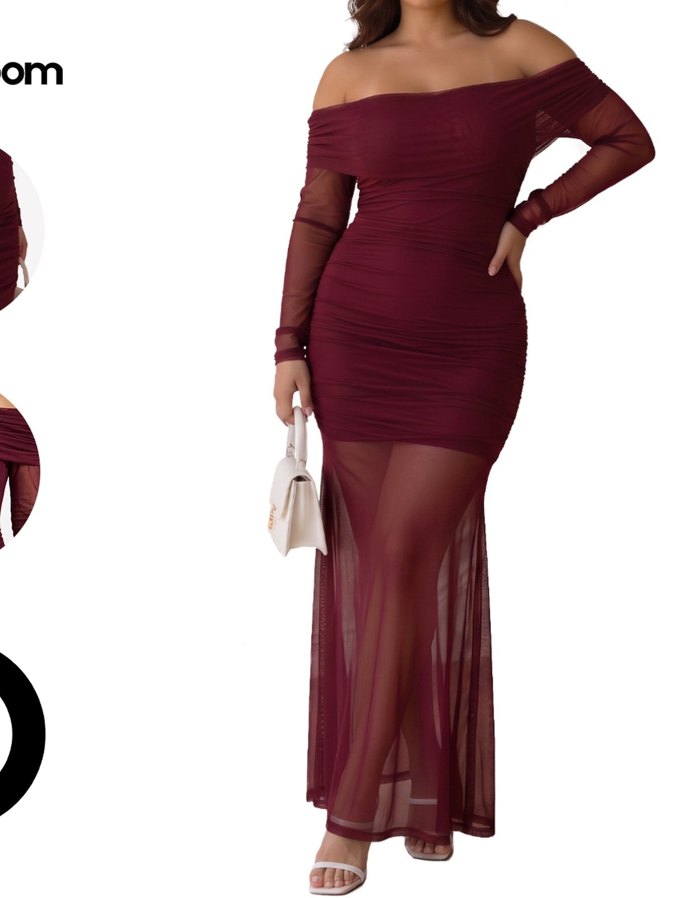 Off Shoulder Mesh Maxi Dress