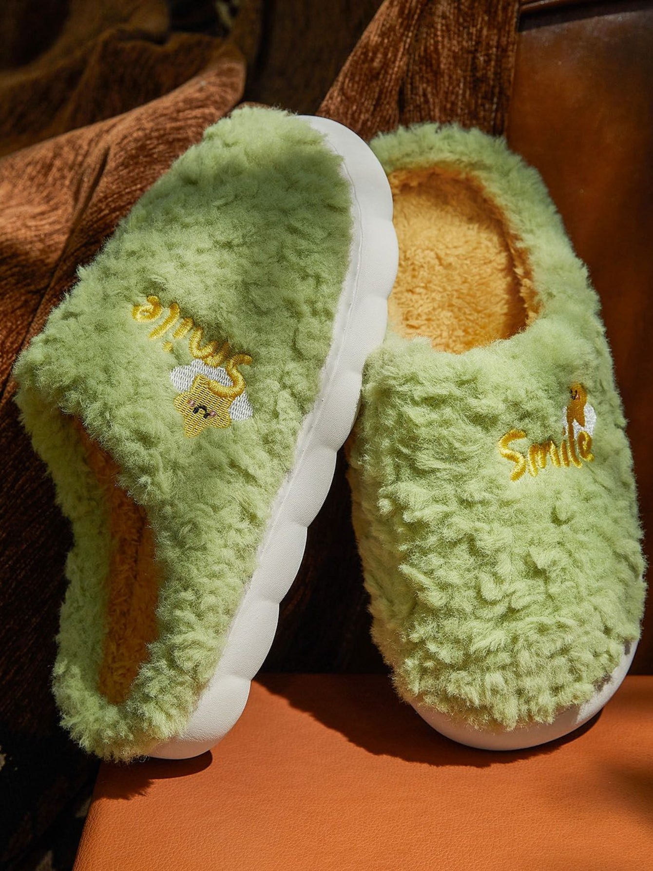 Cozy Plush Smile Fuzzy Slippers
