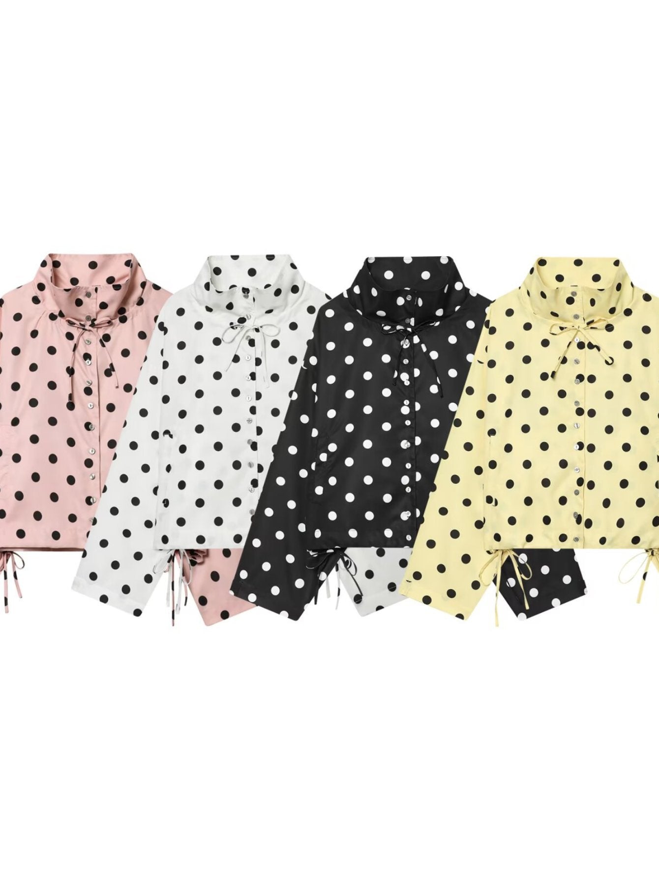 Cute Polka Dot Stand Collar Jacket