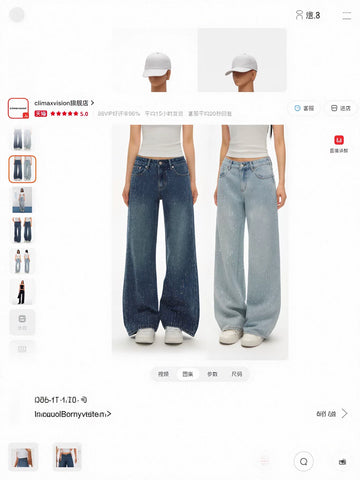 Sparkly Rhinestone High Waisted Wide Leg Jeans