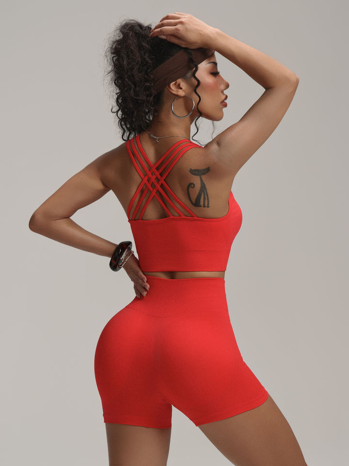 High-Waisted Shorts Cropped Top Workout Yoga Set