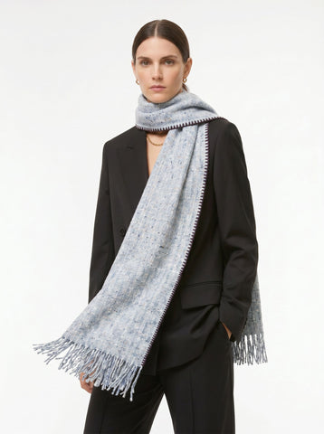Cozy Textured Blanket Fringe Scarf