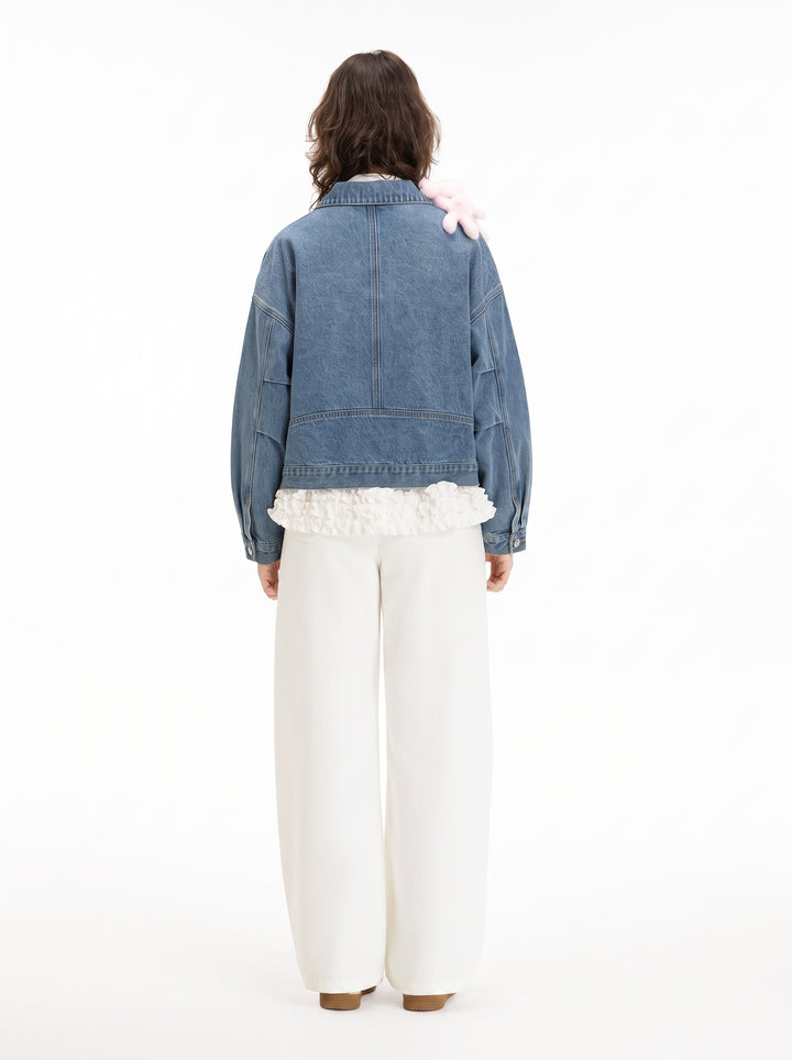 Oversized Cute Graphic Denim Jacket