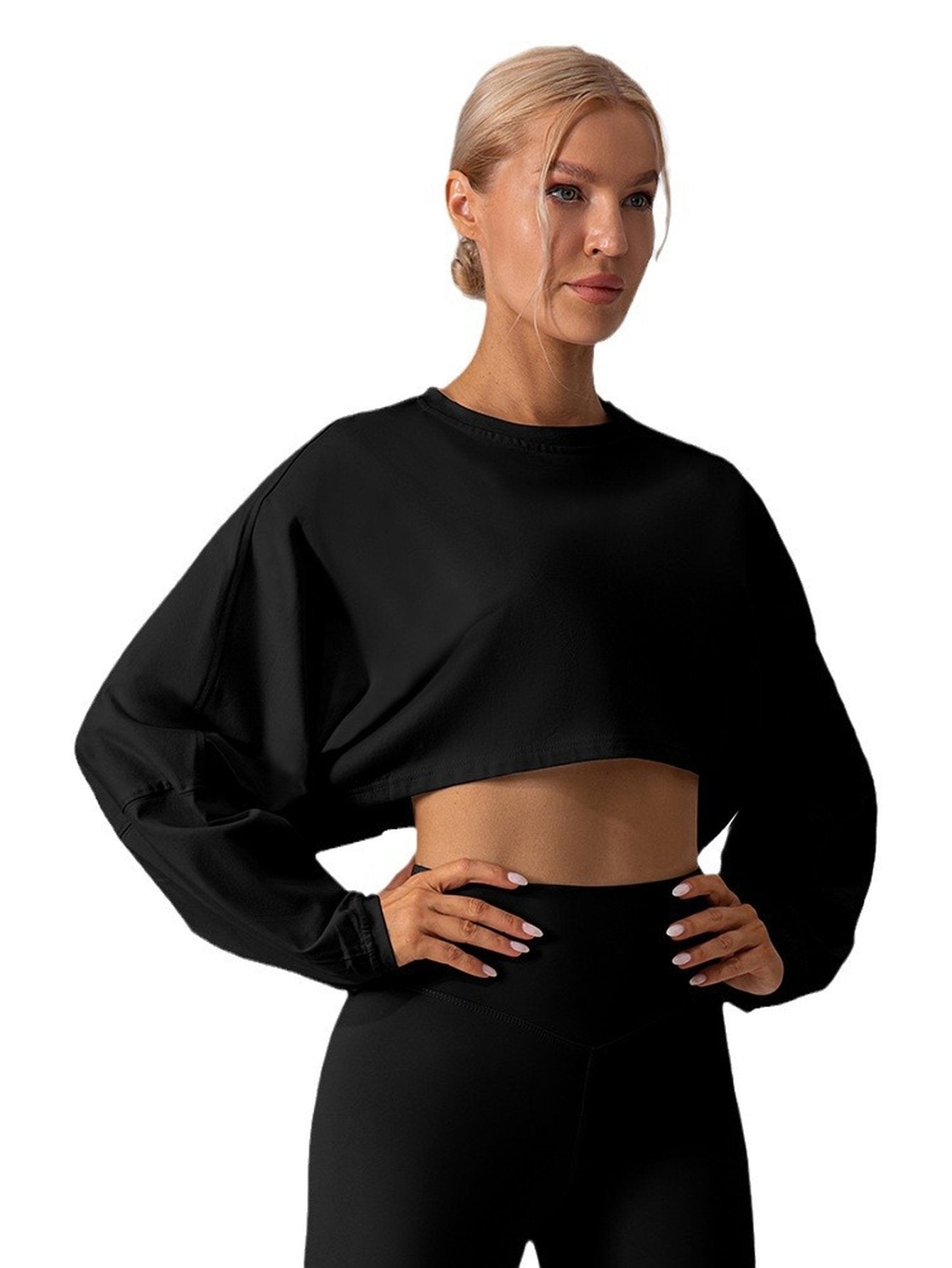 Oversized Cropped Long Sleeve Workout Tee