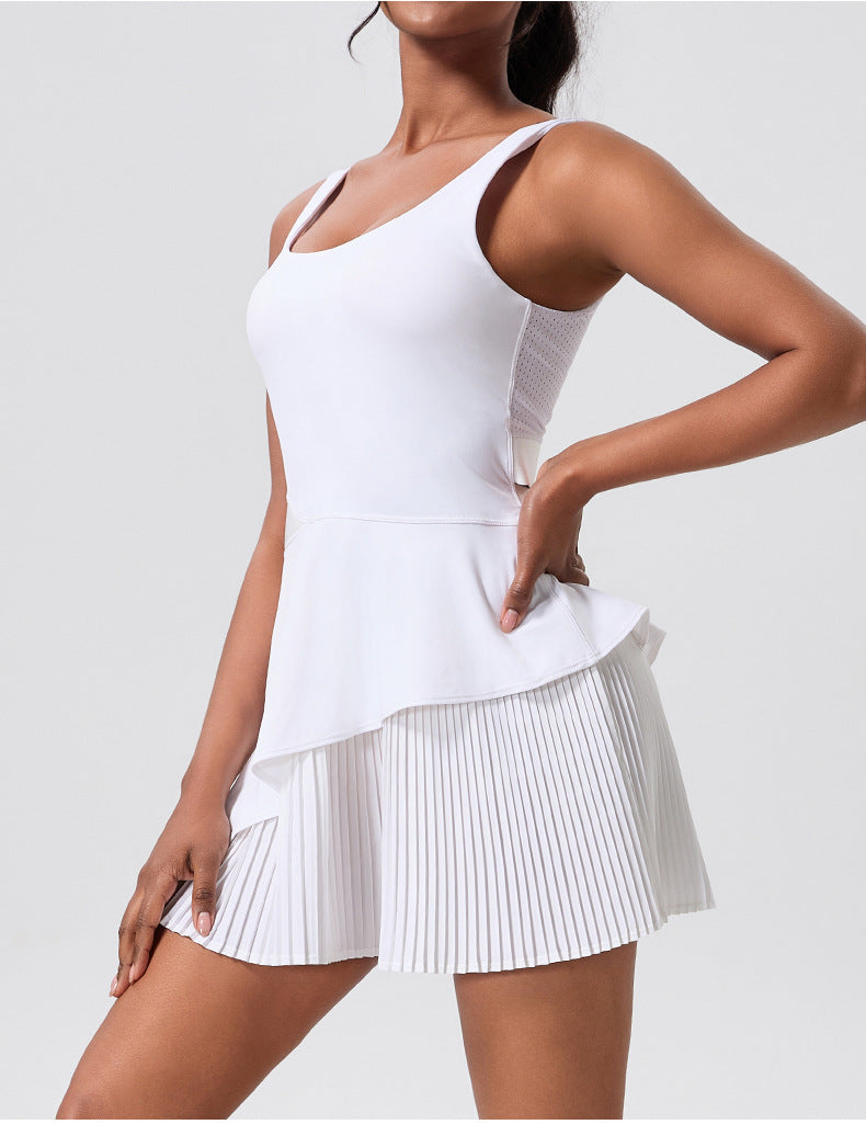 Asymmetric Hem Ruffle Detail Sports Mini Dress