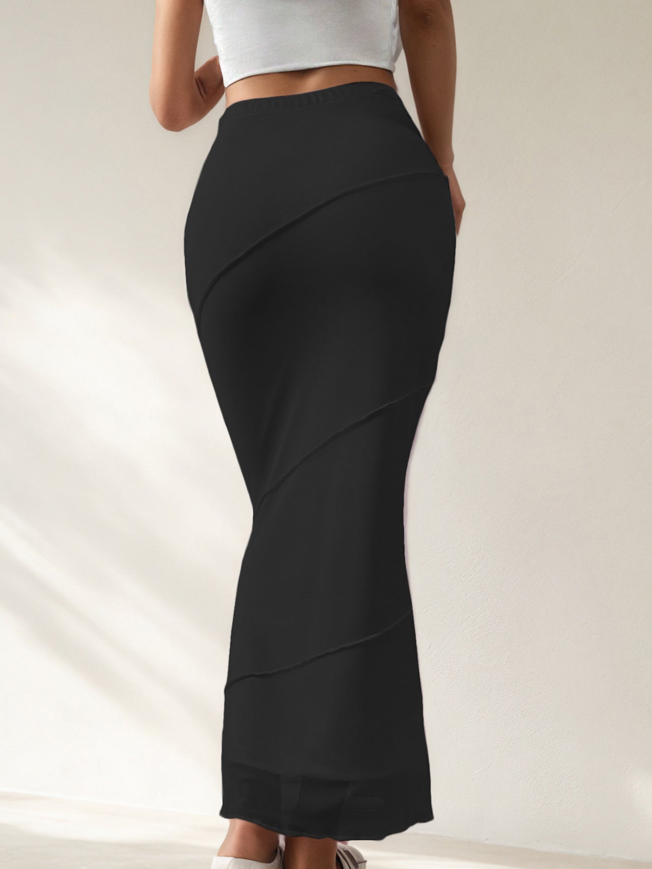 Layered Ruffle Mermaid Midi Skirt