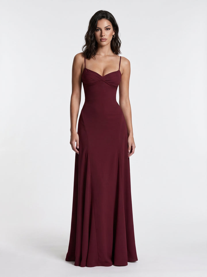 Elegant Fitted Burgundy Maxi Dress