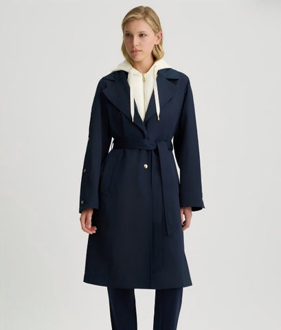 Elegant Belted Navy Trench Coat