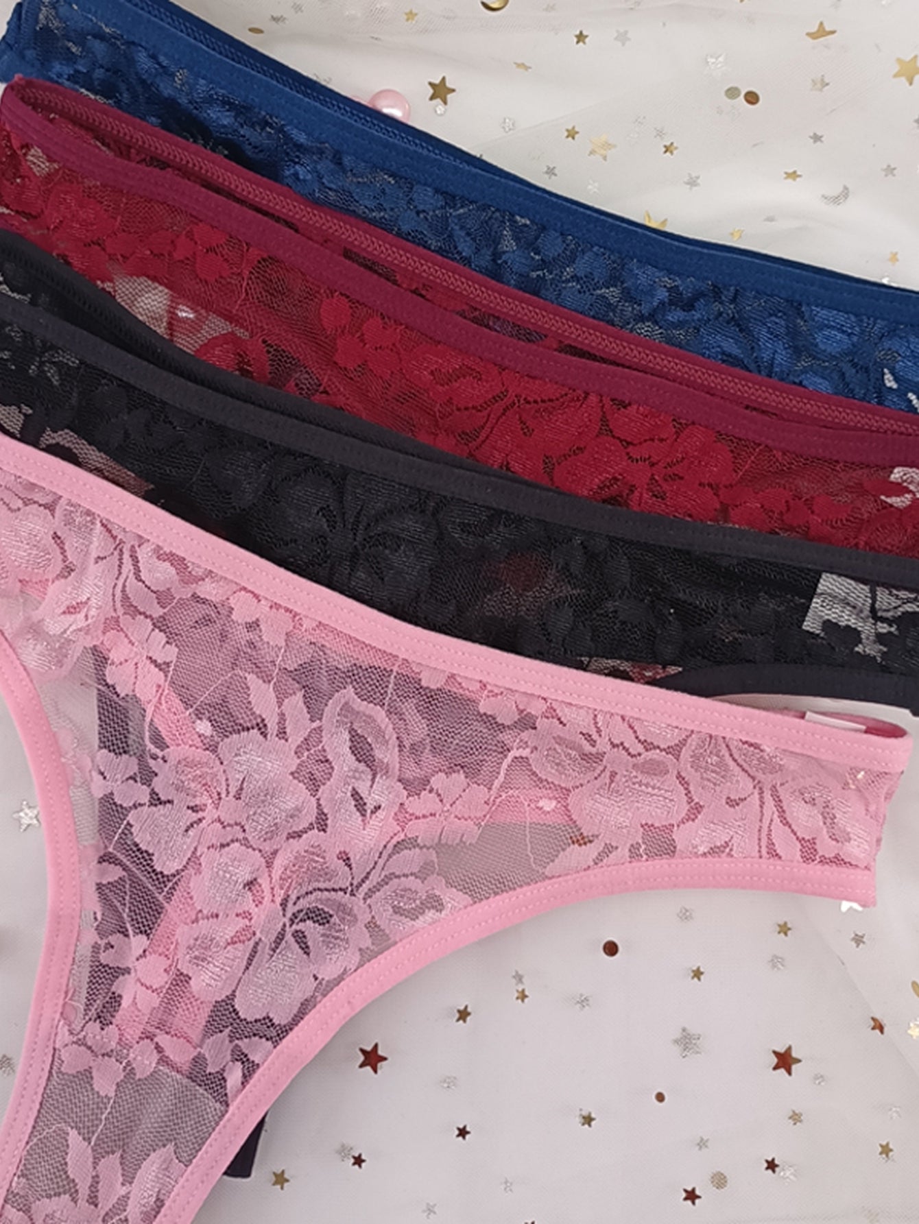 Seamless Floral Lace Thong Panties