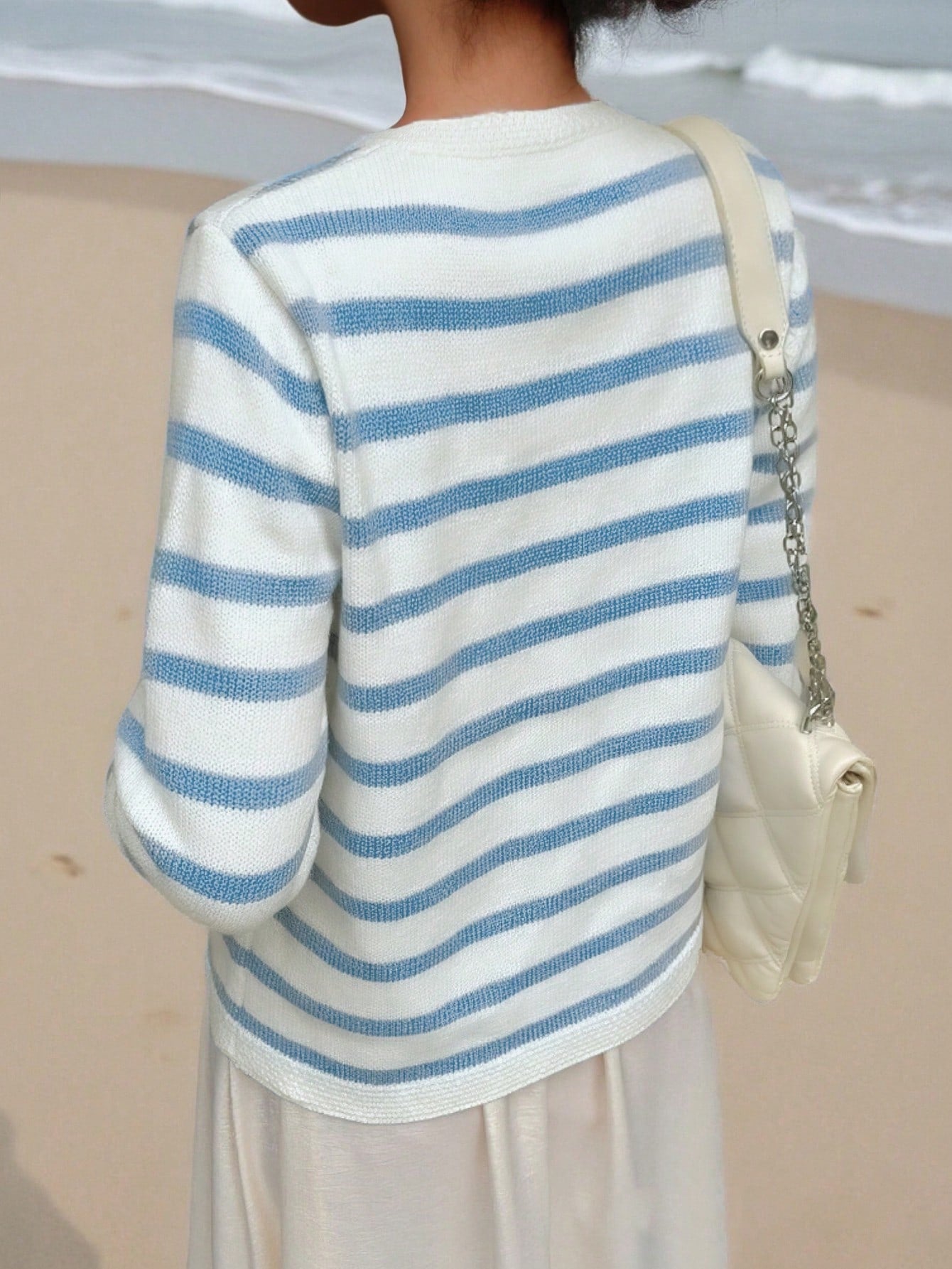 Striped Gold Button Knit Cardigan