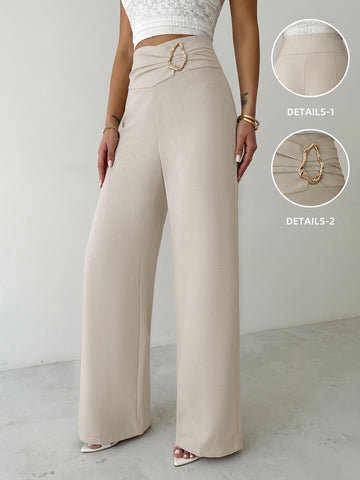 High Waist Ruched Wide Leg Pants