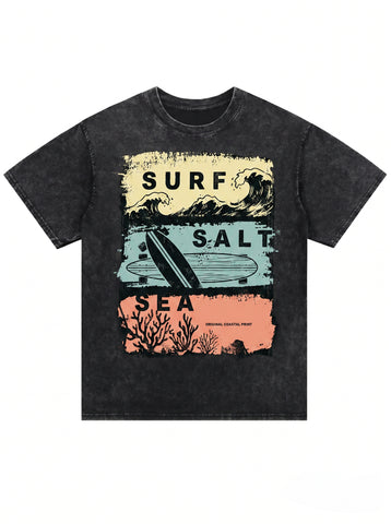 Vintage Washed Surf Graphic T-Shirt