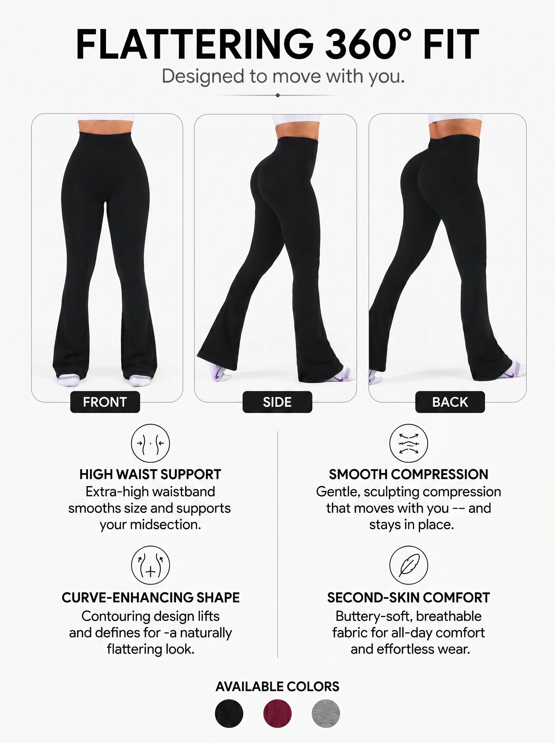 High Waisted Sculpting Flare Yoga Pants